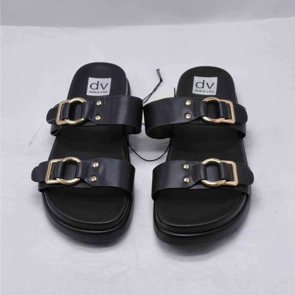 Dolce Vita Unique Footbed Sandals Women's 10 Black Minimalist Summer Slides